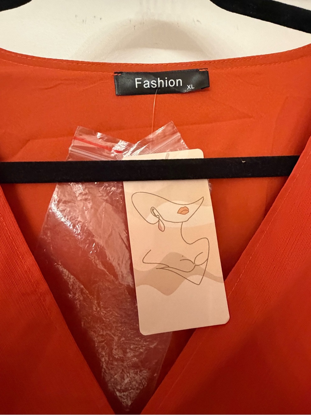 Orange Wrap Long Dress with Tie Waist - Picture 2 of 2